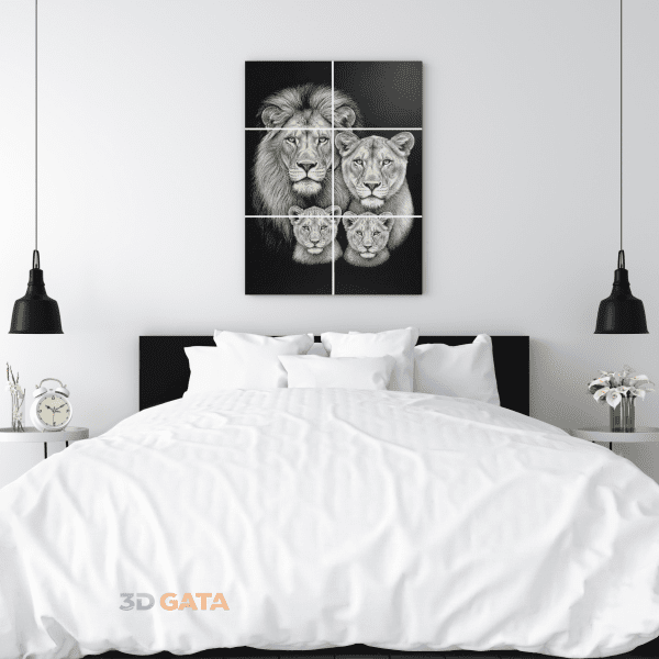 decor-perete-alb-negru-dormitor Tablou print 3D alb negru în dormitor modern