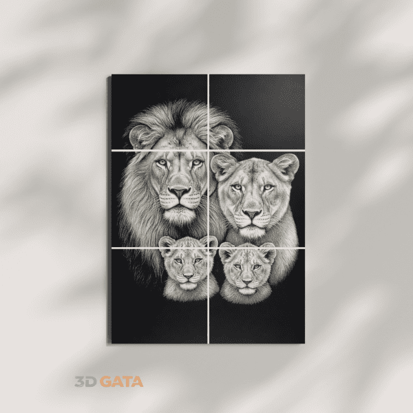 tablou-print-3d-minimalist-alb-negru tablou 3d personalizat modular 6 placi 3dgata