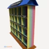Vedere laterală căsuță ștrumfi printată 3D, detaliu personalizare nume