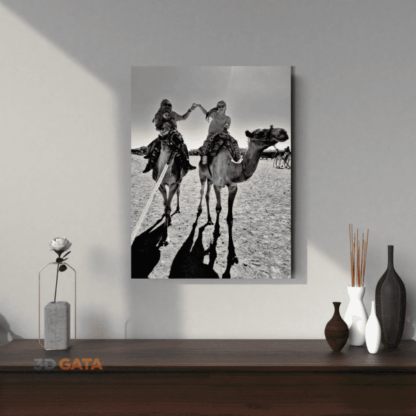 fotografie-3d-personalizata-vacanta-camile-desert Fotografie 3D personalizată cu amintiri din vacanță, plimbare cu cămile în deșert